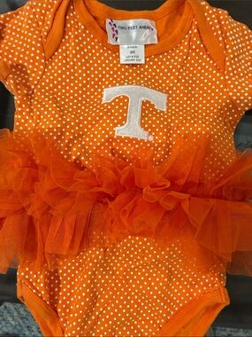 Two Feet Ahead Orange Polka Dot Baby Tutu Costume Onesie